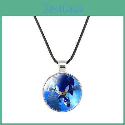 Sonic The Hedgehog Time Stone Necklace Soft Wax Rope Hypoallergenic Cartoon Pendant