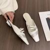 Band Design Sandals Women 2025 Summer Woman Slipper Low Heel Elegant Dress Shoes Shallow Comfort Slides Narrow