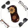 2D-Boho Autumn Floral Print Sunglasses Case, Vintage Mandala Flower Eyeglass Storage Pouch, Protective Zipper Eyewear Holder for Travel Gift