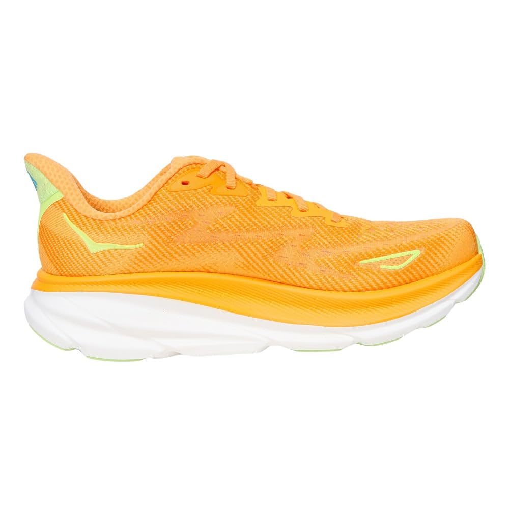 HOKA Clifton 9 Wide Running Orange Sneakers for and Walking Shoes, (1132210-SLRL), Jogging, Cushioning, (Orange/Size 28.5/Men's)