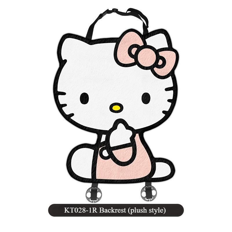 Hello Kitty Universal Car Short Plush Cushion Cartoon 3D Shaped Winter Five Seat Cover Car Soft Cushion for Car Interior Decor