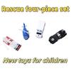 4-Piece Emergency Rescue Vehicle Toy Set, Model, Rescue Helicopter, Police Car, Fire Truck, Ambulance Friction Power Toy, Hallow