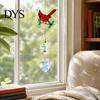 Decorative Prisms for Balcony Faux Crystal Red Bird Suncatcher with Chain, Window Hanging Ornament Interior Decor Prism Heart Pendant, Colorful