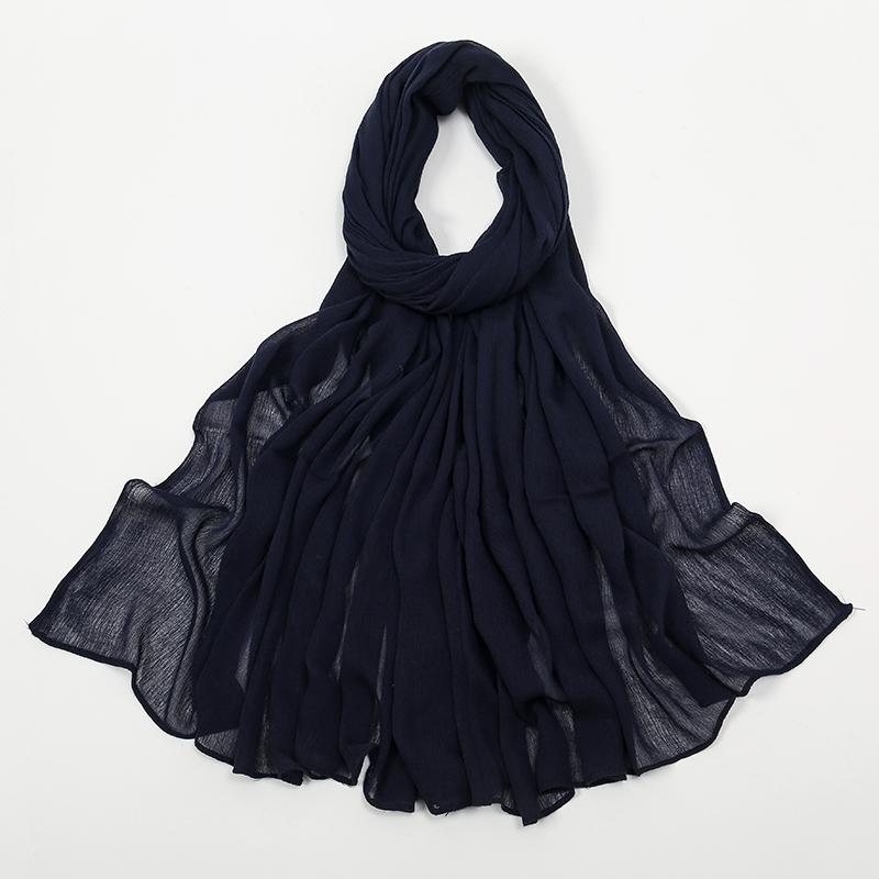 Crinkle Muslim Women Hijab Wrinkle Rayon Headscarf Solid Color Women's Turban Plain Viscose Cotton Musulman Femme Shawl Ramanda