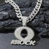 Collana da uomo OBLOCK Hip Hop con ciondolo a maglia cubana con diamanti