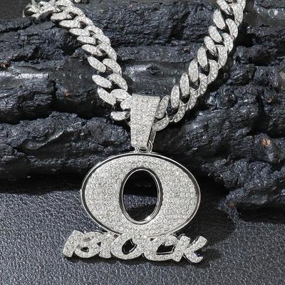 OBLOCK Męski Hip Hop Diamentowy Łańcuszek z Wisiorkiem Cuban Link