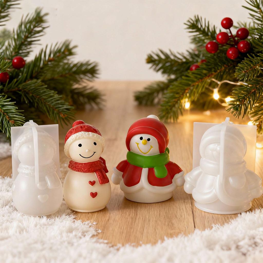 Snowman Plaster Mold White Resin Drip Mold Scented Candle Mold Versatile For Candle Making Christmas Decoration Home Decor