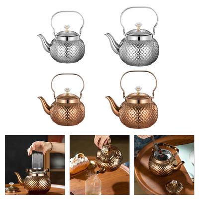 Round Teas Pots Stainsless Steel Teapots with Infuser Water Boiling Kettles Short Spouts Pour Over Coffee Kettles