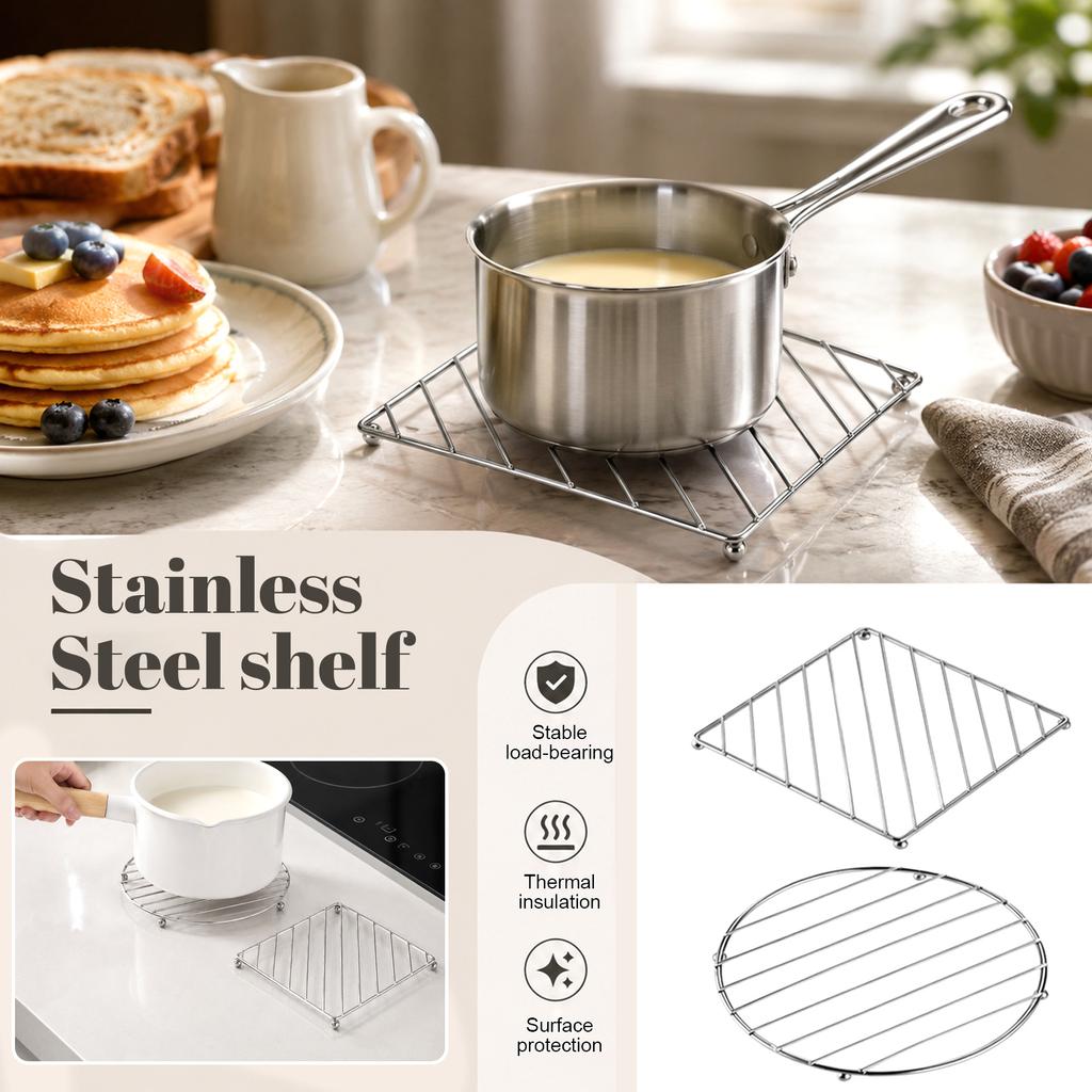 Thickened Stainless Steel Trivet Heat Resistant Rack Kitchen Tableware Stand Durable Pot Holder for Home Use