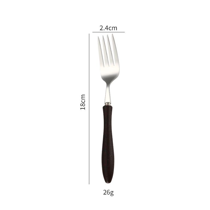 304 Stainless Steel Western Tableware Knife Fork Spoon Dessert Fork Spoon Solid Wood Handle Fork Spoon Steak Knife Restaurant