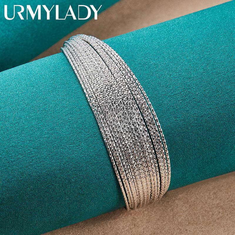

URMYLADY 925 Sterling Silver Multi Coil Open Bracelet For Women Wedding Party Fashion Charm Jewelry Adjustable