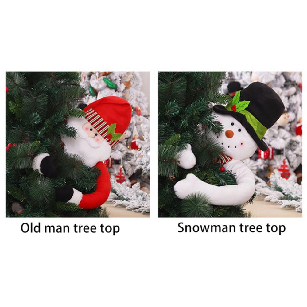 Happy New Year Christmas Tree Top Star Decorations Santa Claus Snowman Doll Christmas Tree Hat Felt Ornaments For Xmas Tree