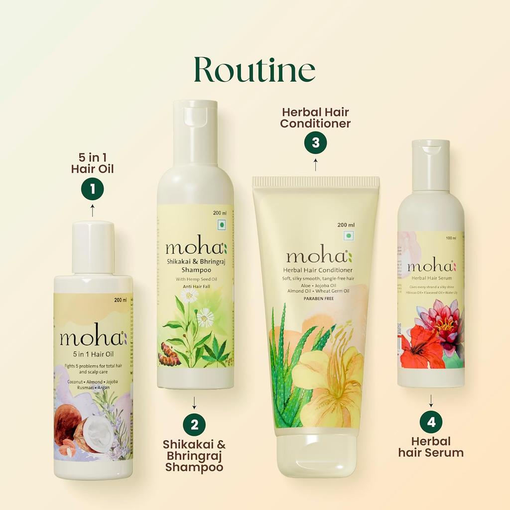 MOHA 5 In 1 Hair Oil 100 Ml Lightweight Non Sticky Daily Care Oil For Smooth Shiny Manageable Hair