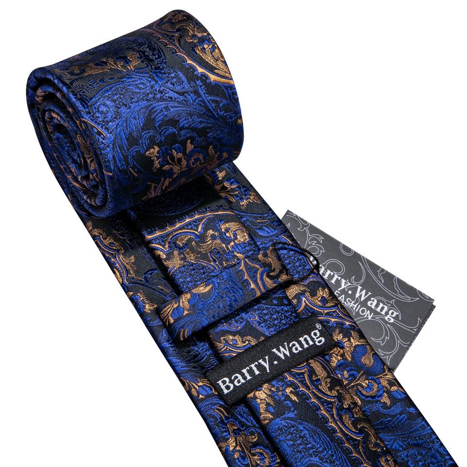 Designer Blue Ties for Men 10 Styles Necktie Pocket Square Cufflinks Set Wedding Dating Party