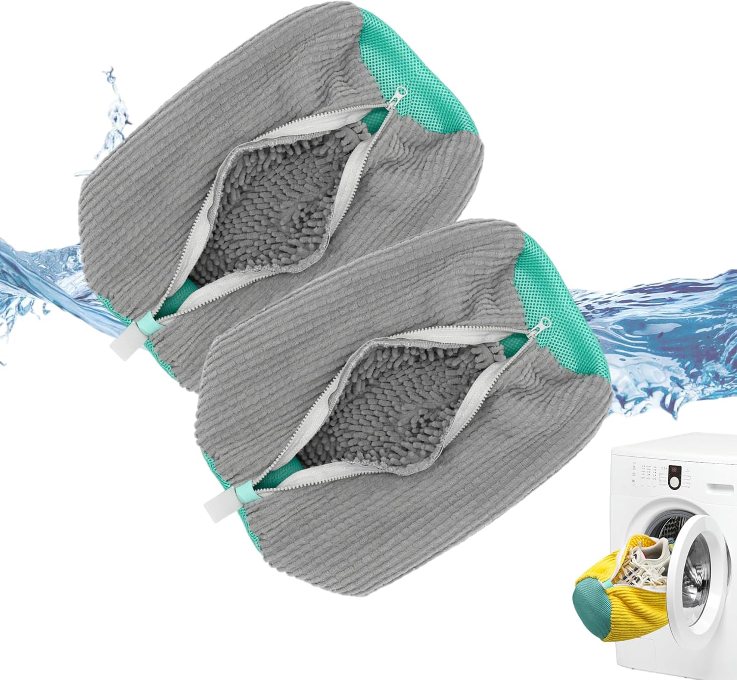 

2 шт. Мешок для стирки обуви Мягкая сетка Защита для обуви для стирки Пушистые волокна Полиэстер Подходит для стирки кроссовок Мешок для стирки Сушка серый