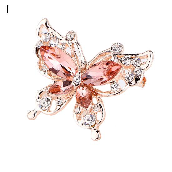 Balo için Rhinestone Kelebek Şekilli Çok Renkli Paslanmaz Çelik Elbise Broşu