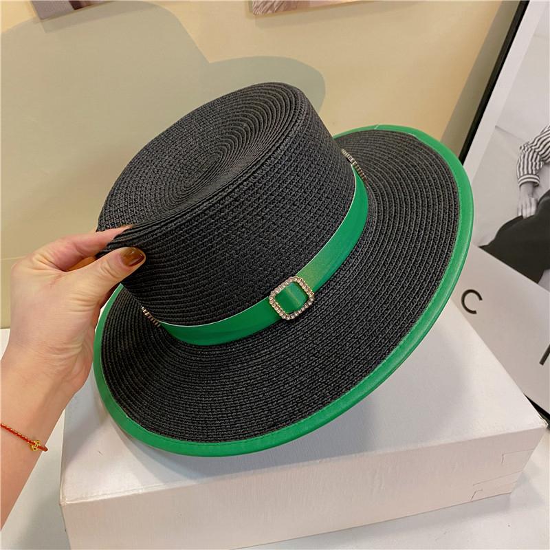 

Новые роскошные брендовые соломенные шляпы с плоским верхом для женщин, весна-лето, уличные пляжные шляпы от солнца, элегантные женские праздничные шляпы с козырьком 56-58CM