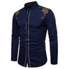 Cămașă/Bluză Top de Damă la Modă cu Broderie Floare, Buton, Guler Înalt, Mânecă Lungă