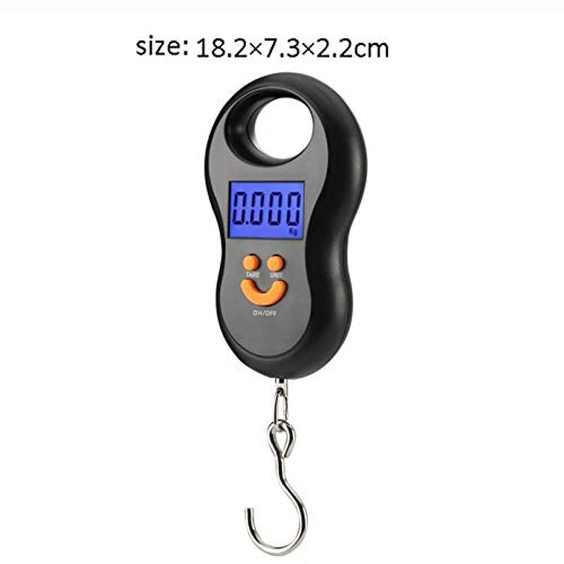 Portable 50Kg 10g Hanging Scale  Digital Scale BackLight Electronic  Fishing Weights Pocket Scale Luggage Scales Black
