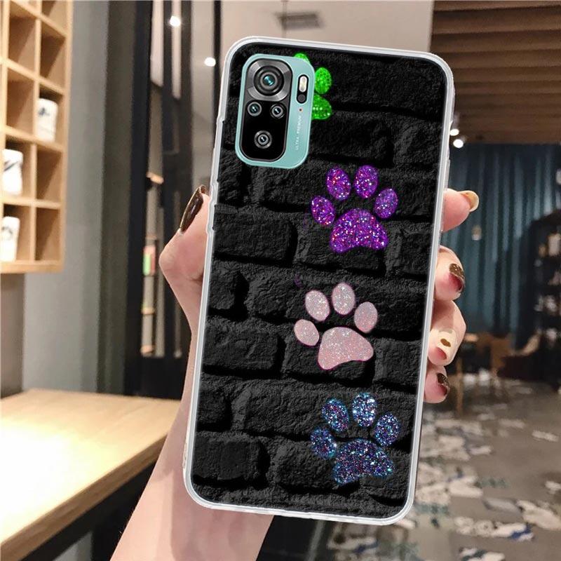 Dog Footprint Paw Cute Soft Phone Case For Xiaomi Redmi Note 12 12S 13 14 11 11S 10 Pro 10S 11T 11E Plus 14Pro Pattern Cover Not