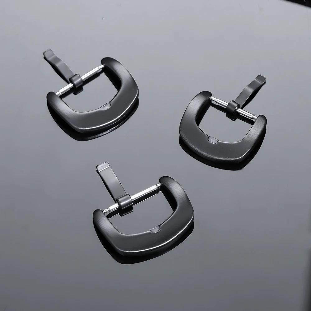16mm 18mm 20mm Pin Buckle Metal Watchband Buckle Men Women Watchband Strap Black Stainless Steel Clasp Watch Buckle Accessory