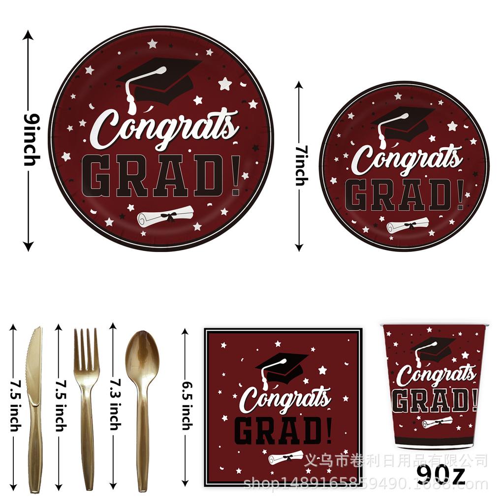 Red And Black Graduation Season Party Supplies Graduation Season Party Decoration Banner Flag Photo Props Party Tableware