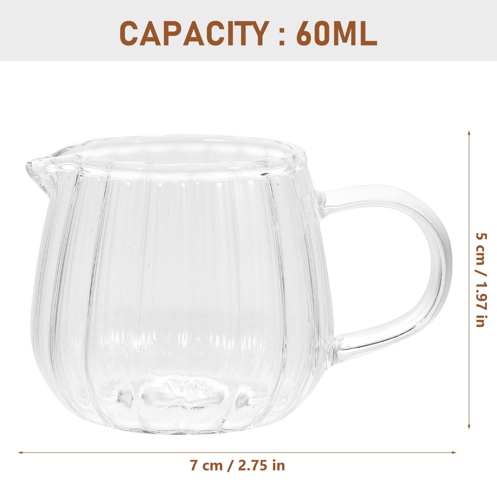 

Glass Creamer Pitcher Mini Milk Jug 60Ml Striped Milk Pitcher Cup Coffee Creamer Jar Smooth Surface Pour Spout for Home Bar