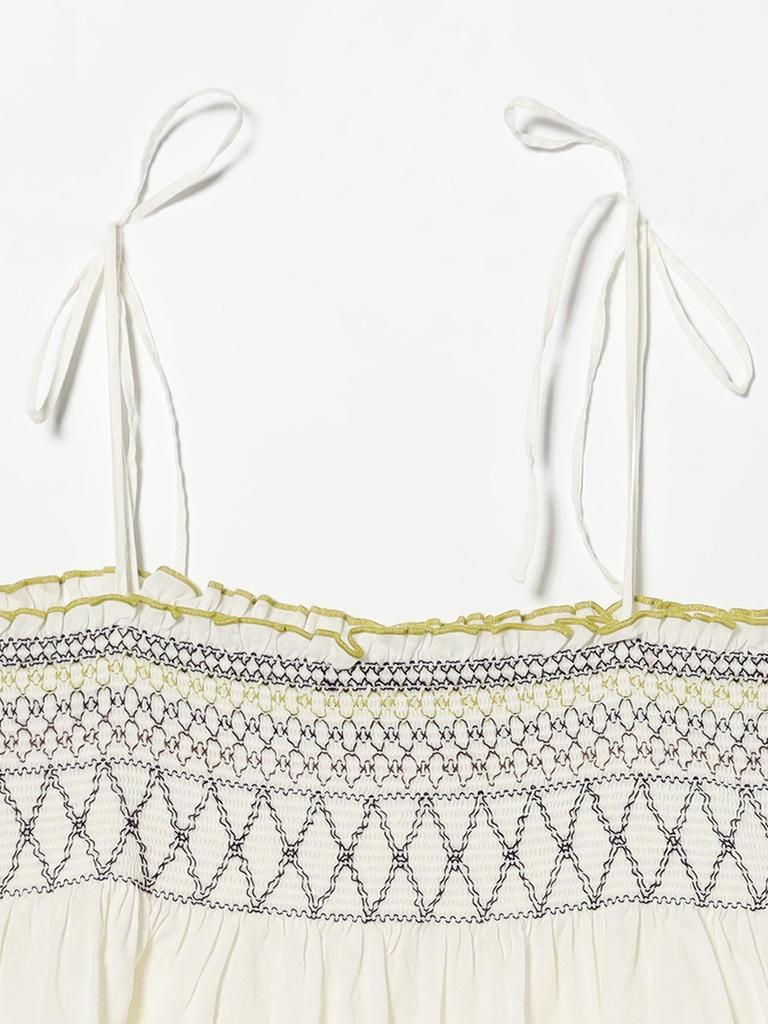 Beams Boy Women's Shirred Camisole S/S Shirt, IVORY FREE