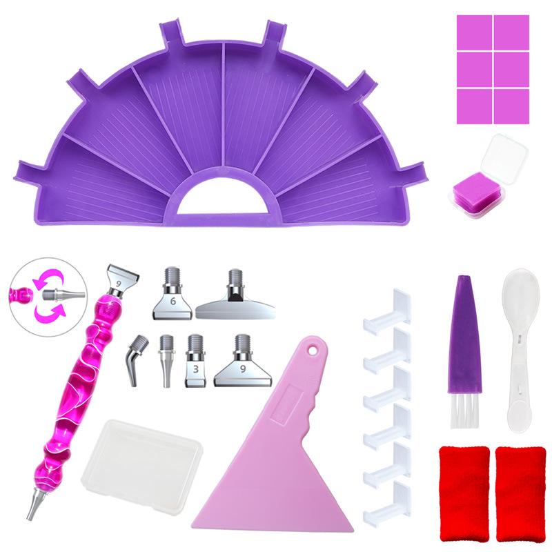 Multifunctional Diamond Painting Tool Set: Flip Drill Plate, DIY Drill Pen, Storage Tray & Embroidery Sieve