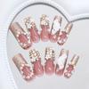 French flash gold pile diamond flower atmosphere Spice girl ins wind removable nail piece Wear nail 24
