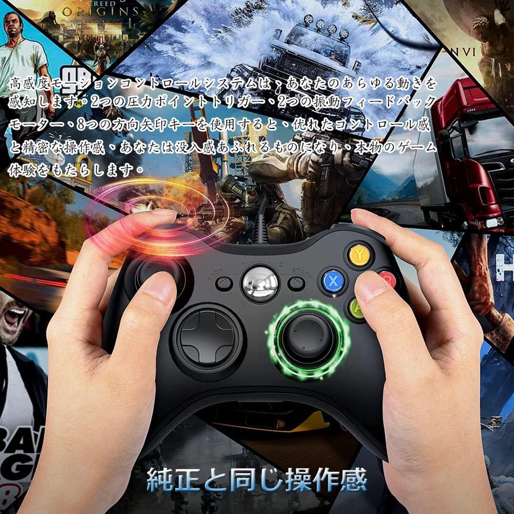 Elnicec Wired Xbox Controller New Xbox 360 PC Wired USB No Ergonomic Dual Upgraded Compatible with Microsoft Xbox Slim Windows and Includes 2 Assist