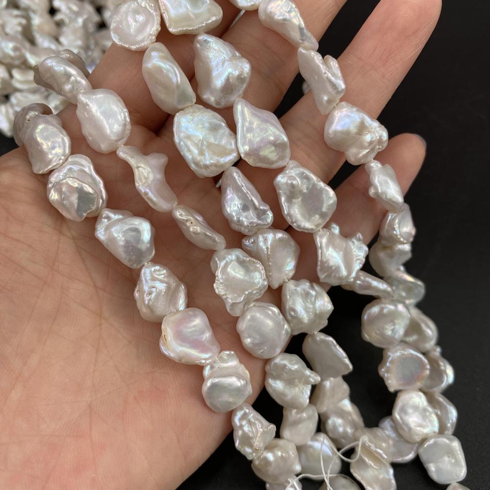 1String, Irregular Pearls, 12×16-13×18mm, White Natural Freshwater Pearl Beads for Jewelry Making DIY Supplies, Women's Craft Gifts 36cm