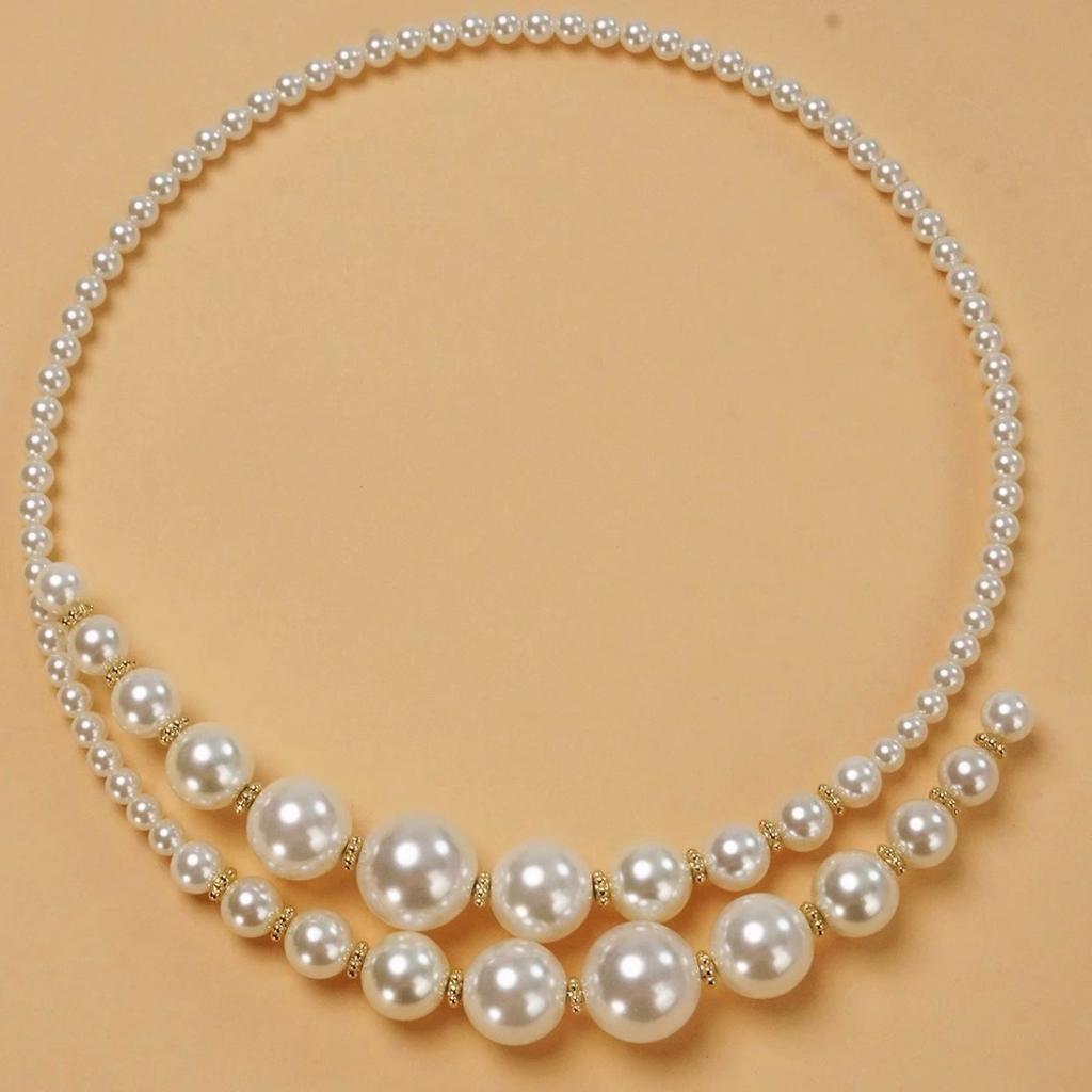 Offener Kunstperlen-Choker Damen Runde Imitationsperlen-Halskette Retro Formelle Kostüm-Halskette für Hochzeiten Partys Abende