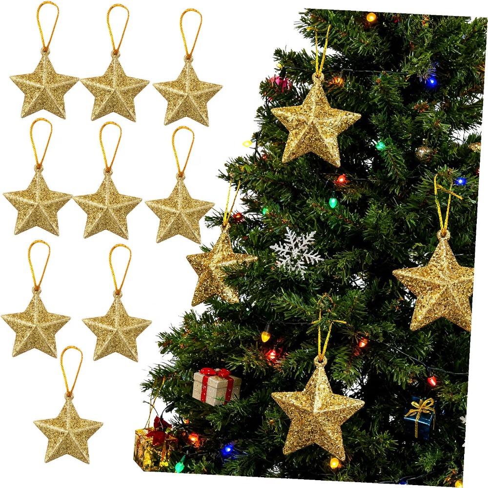6Pcs DIY Star Ornaments Mini Xmas Tree Decoration  Holiday Decorations