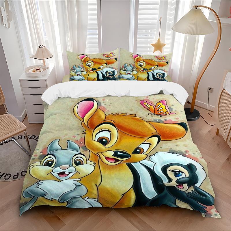 3pcs Bambi Thumper & Miss Bunny Bedding Set Includes Quilt Cover and Pillowcases, Suitable for All Seasons S006
