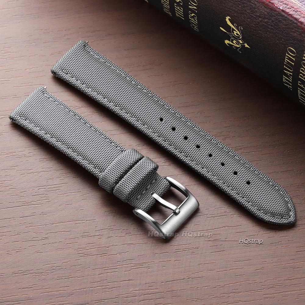 

High Quality Sailcloth Watch Strap Two-Sided Nylon Watchband Waterproof Fabric Watchband Quick Release Wristband 20mm 22mm Belt 22mm сірий
