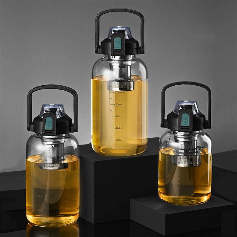 

Large Capacity 800ml-2000ml Glass Water Bottles With Tea Strainer Travel Portable Tea Infuser Bottle For Sport Camping Drinkware 800ml