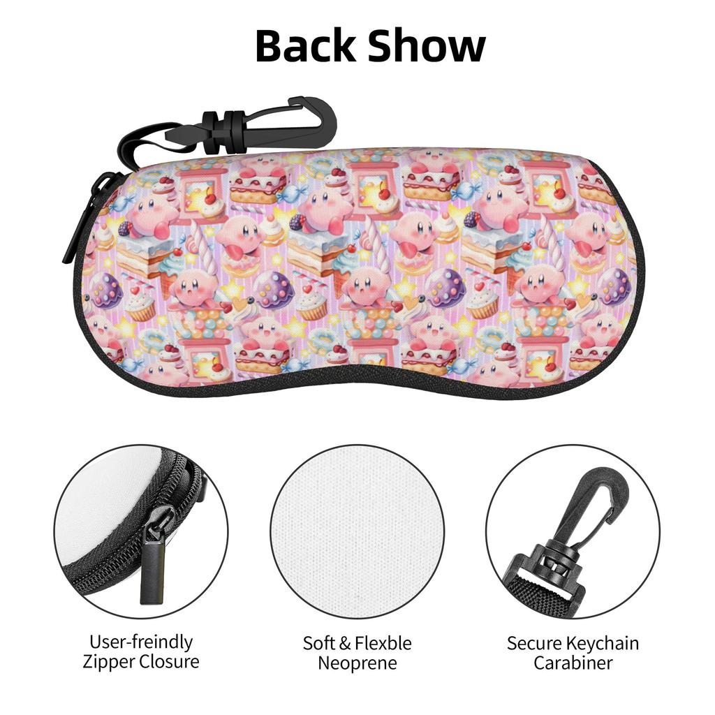 Kirby Slice of Cake Donut Stars Shell Eyeglasses Protector Cases Cute Sunglass Case Kirby Seamless Pattern Glasses Pouch