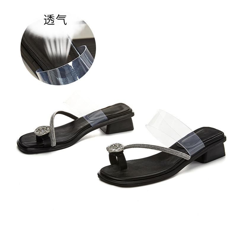 Rhinestone Slippers Women's Summer New Half Slippers Women's High-end Flip-flops Casual Women's Shoes