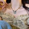 New chinoiserie butterfly beaded necklace women's fashionclassy accessories ethnic style retro decorative clavicle chain