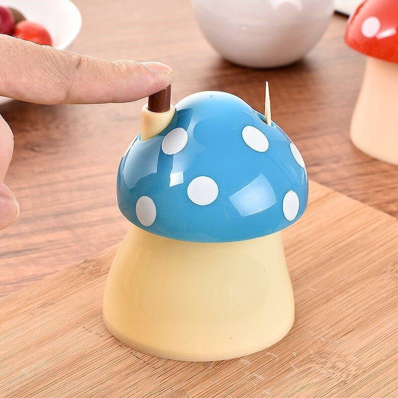 New Push-type Mushroom Automatic Toothpick Holder, Mushroom Cute Shape Plastic Toothpick Box, Creative Toothpick Bottle
