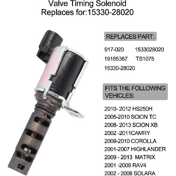 VVT Solenoid Oil Control Compatible With Toyota Camry Corolla Highlander Solara, For RAV4, For For Scion HS250H TC XB 2.4L, Replace 15330-28020