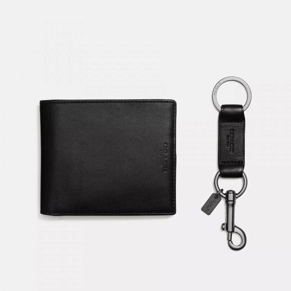 Coach Boxed 3 In 1 Wallet Gift Set Black