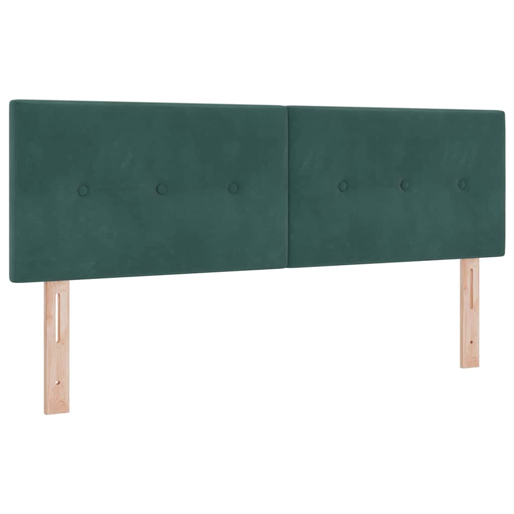 Box Spring Bed with Headboard Dark Green 190 x 140 cm Velvet