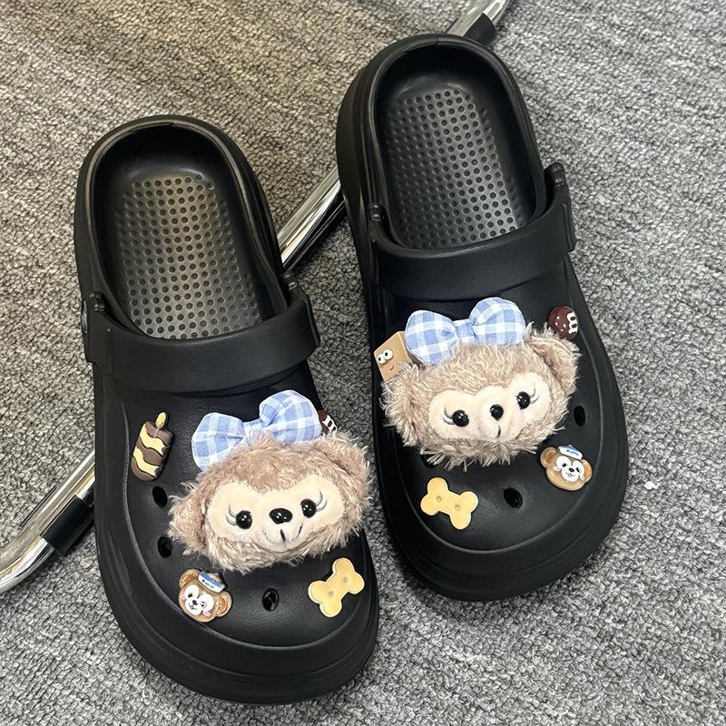 Hole Shoes, New Summer Wear, Non-slip and Deodorant Bag Head Slippers, Breathable Thick-soled Height-enhancing Cool Slippers, Women's Style
