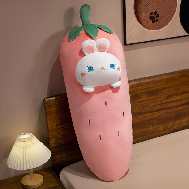 Simulation Vegetable Fruit Cartoon Carrot Strawberry Rabbit Plush Toy Pillow Dolls Stuffed Animal Bunny Soft Toys Kids Gift