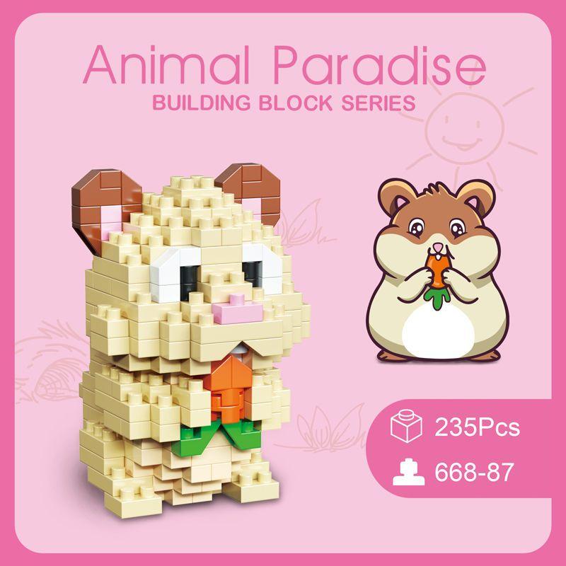 3D Micro Mini Diamond Puzzle Blocks - Cute Pet Animal Series Pig Panda Hamster Snail  Stress Relief DIY Desk Decor Collectible