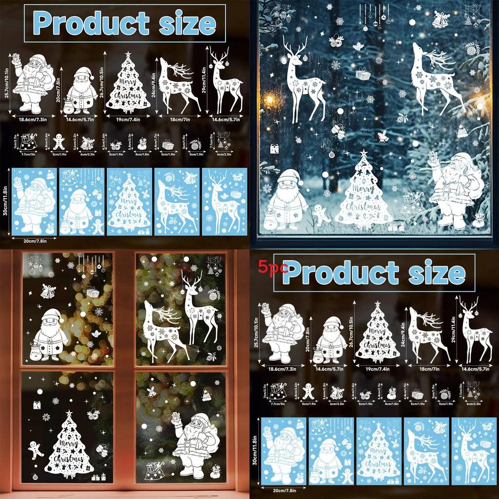 Christmas Window Decals With Snowflakes And Reindeer Pvc Sticker Set For Holiday Decor