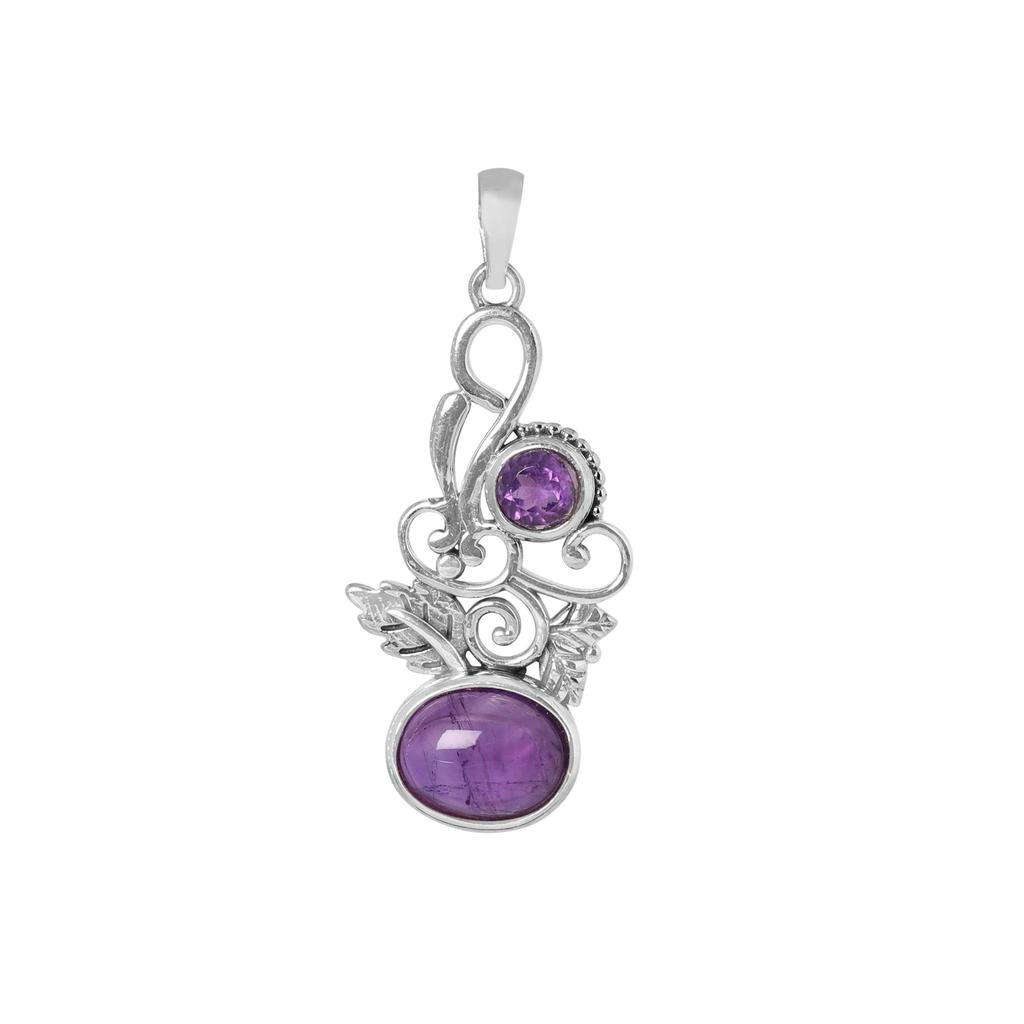 Amethyst Silver Pendant Earring Set, 925 Sterling Silver Handmade Jewelry, February Birthstone Jewelry, Dangle Earring An0448-185