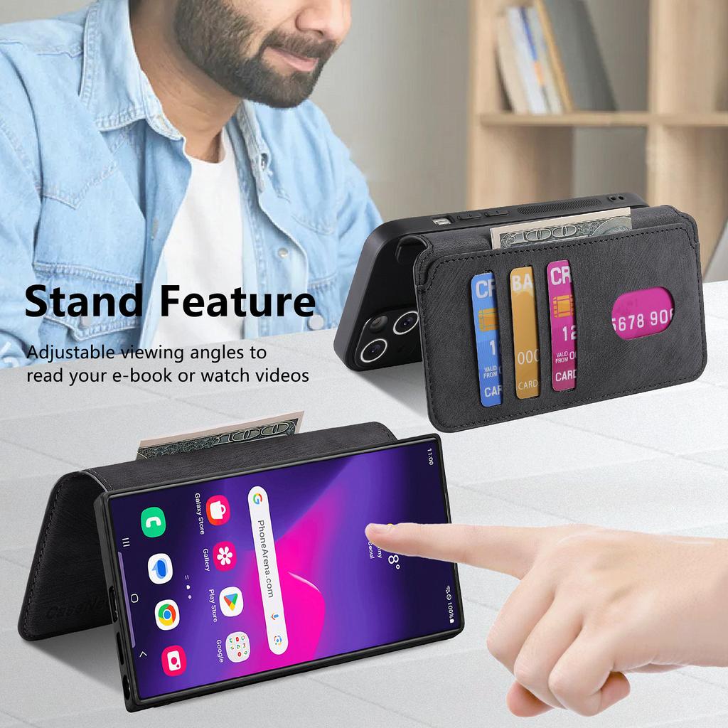 For Samsung Galaxy S24 Ultra S23 S22 Plus FE A55 A35 A25 A15 A05 A54 Case Leather Magnetic Wireless Charging Flip Card Bag Cover